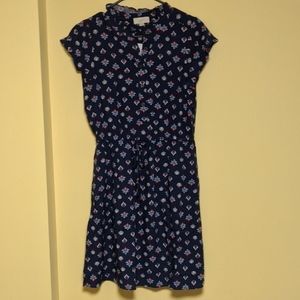LOFT Navy Blue Printed short sleeve dress
